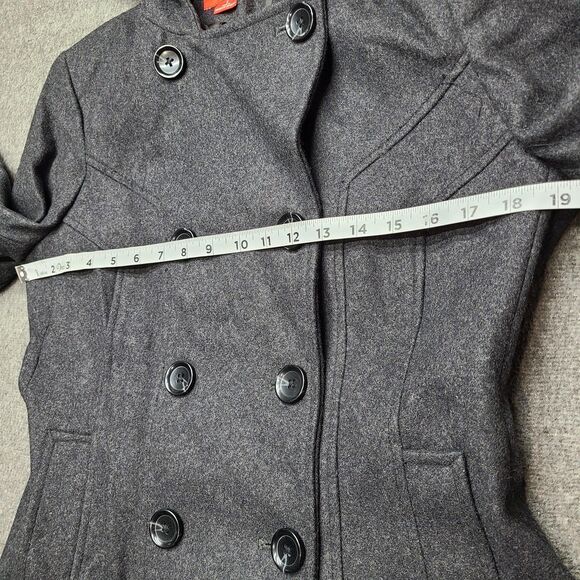 AK Anne Klein Sport Coat Womens Small Wool Blend Hooded Peacoat Double Breasted - Picture 5 of 10